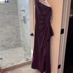 Xscape One Shoulder Purple Dress